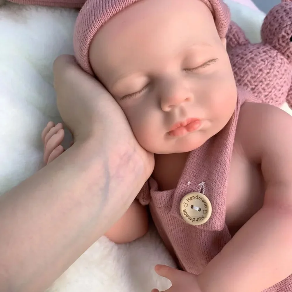 🆕18 inch Lifelike Full Silicone Baby Doll Girl Open Mouth Realistic Reborn Doll